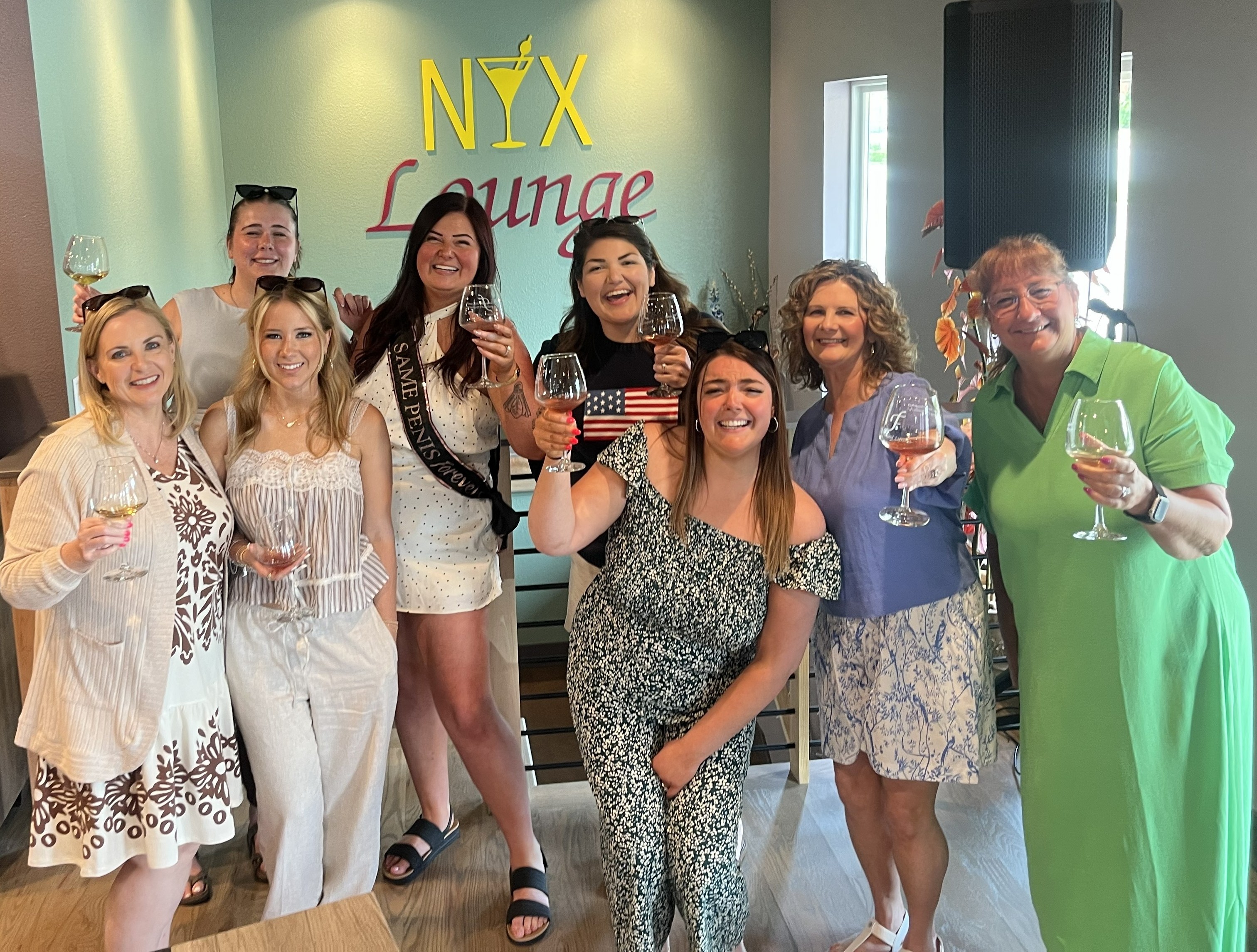 Group outing with wine at NYX Spirits & Lounge in Gladstone